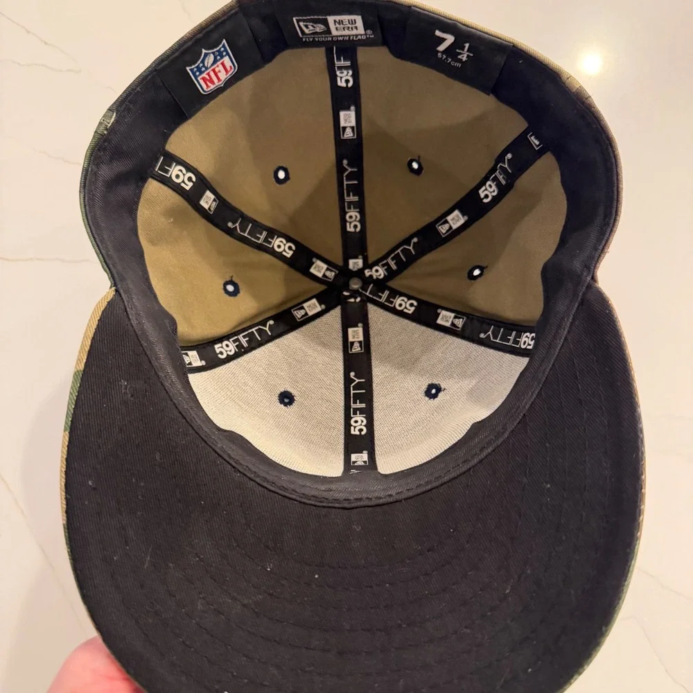 GOOD LUCK SEATTLE SEAHAWHKS Camo 59FIFTY‎ Fitted Hat Size 7 1/4 NFL